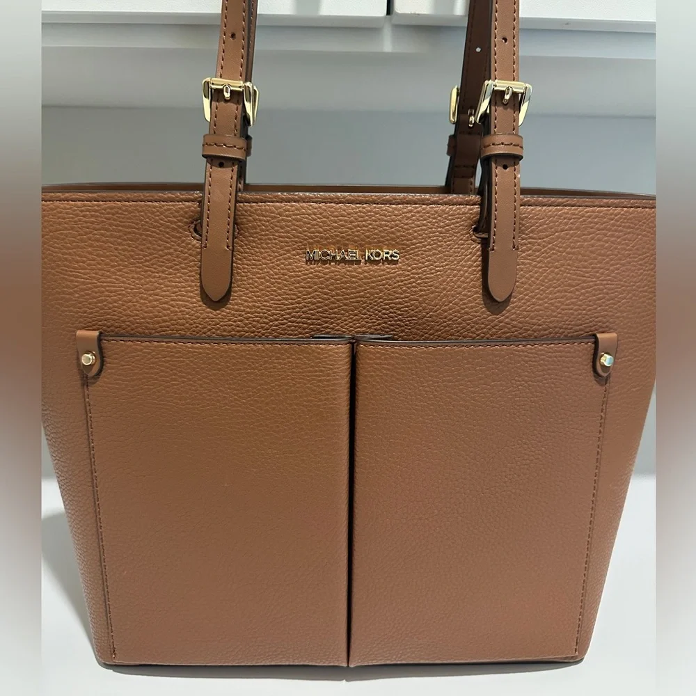 Michael Kors Luggage Jet Set Travel Med Double Pocket Non-Leather Vegan Tote NWT - Picture 4 of 15